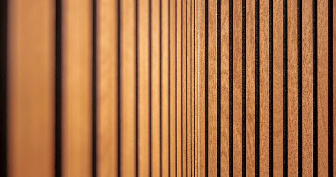 Timber slatted acoustic wall Timber slatted acoustic wall