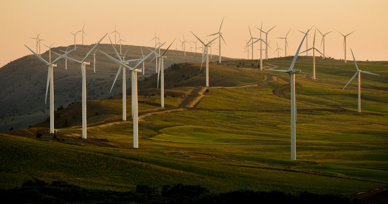 Wind turbines on a hillside