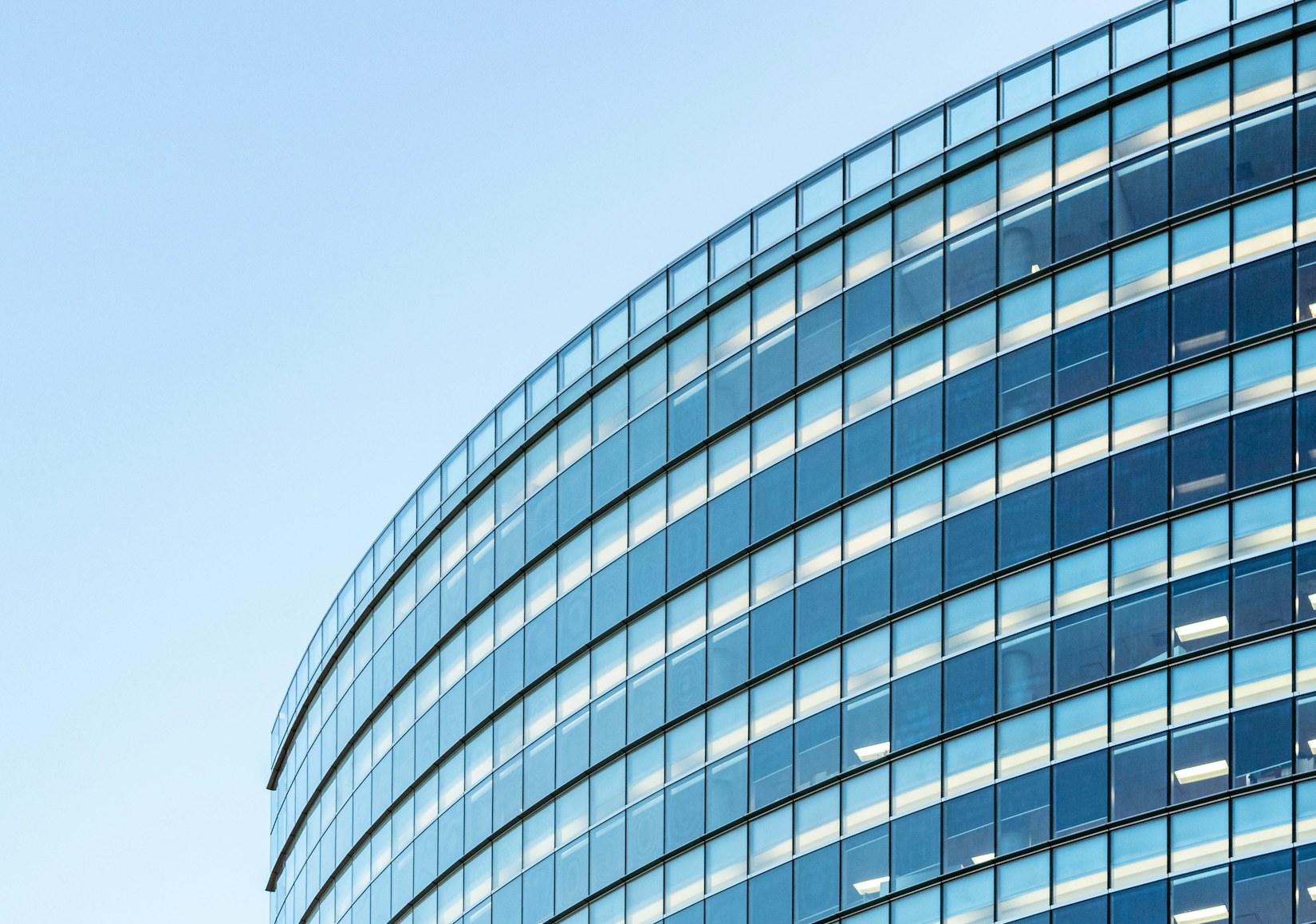 Curved glass office building facade Curved glass office building facade