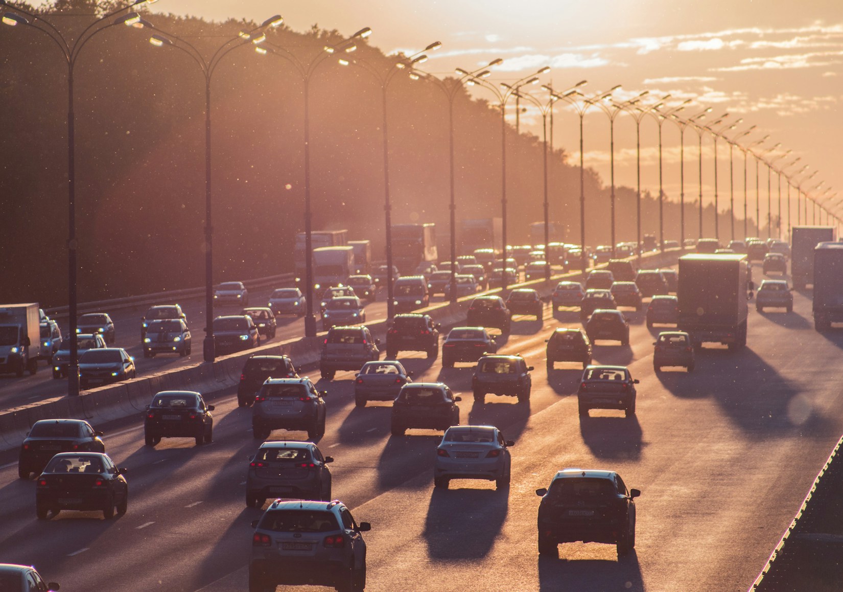 Heavy traffic on a multi-lane motorway Heavy traffic on a multi-lane motorway