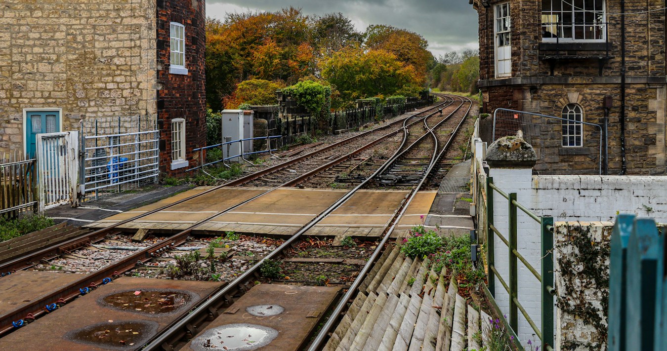 Railway line running past homes Railway line running past homes
