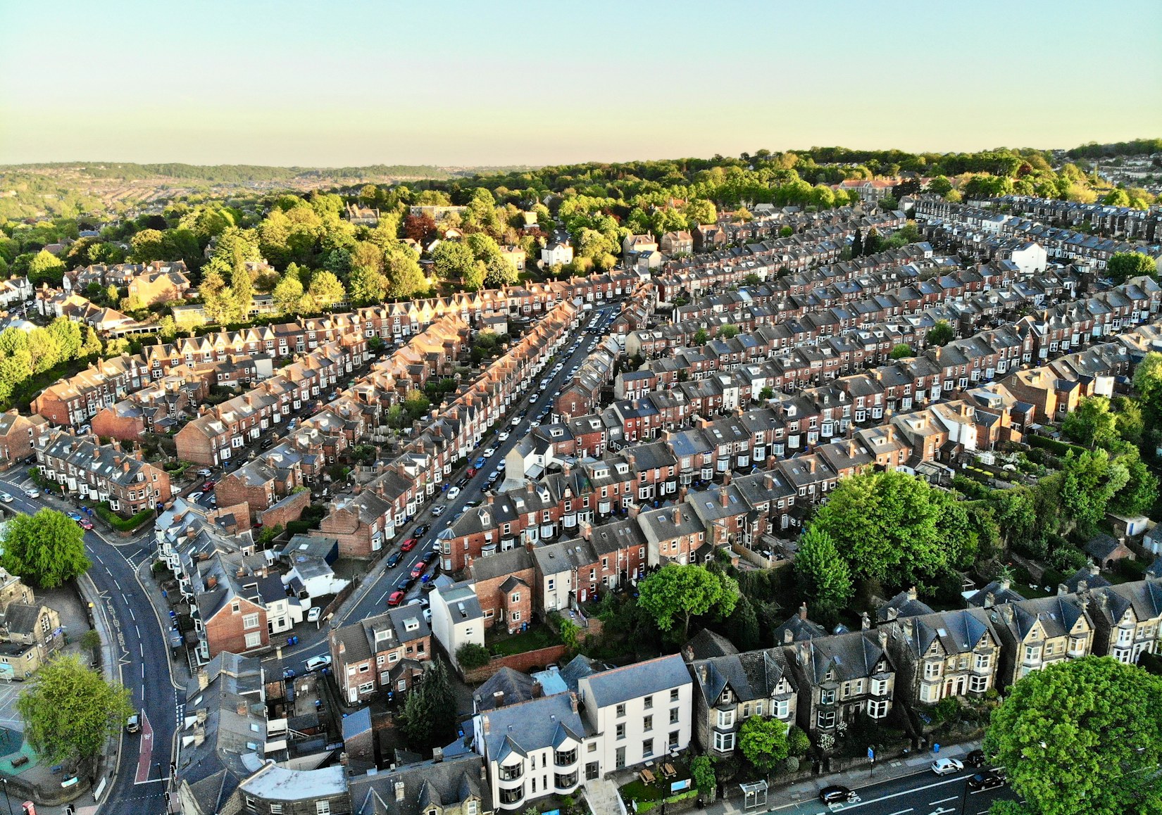 Aerial view of terraced housing Aerial view of terraced housing