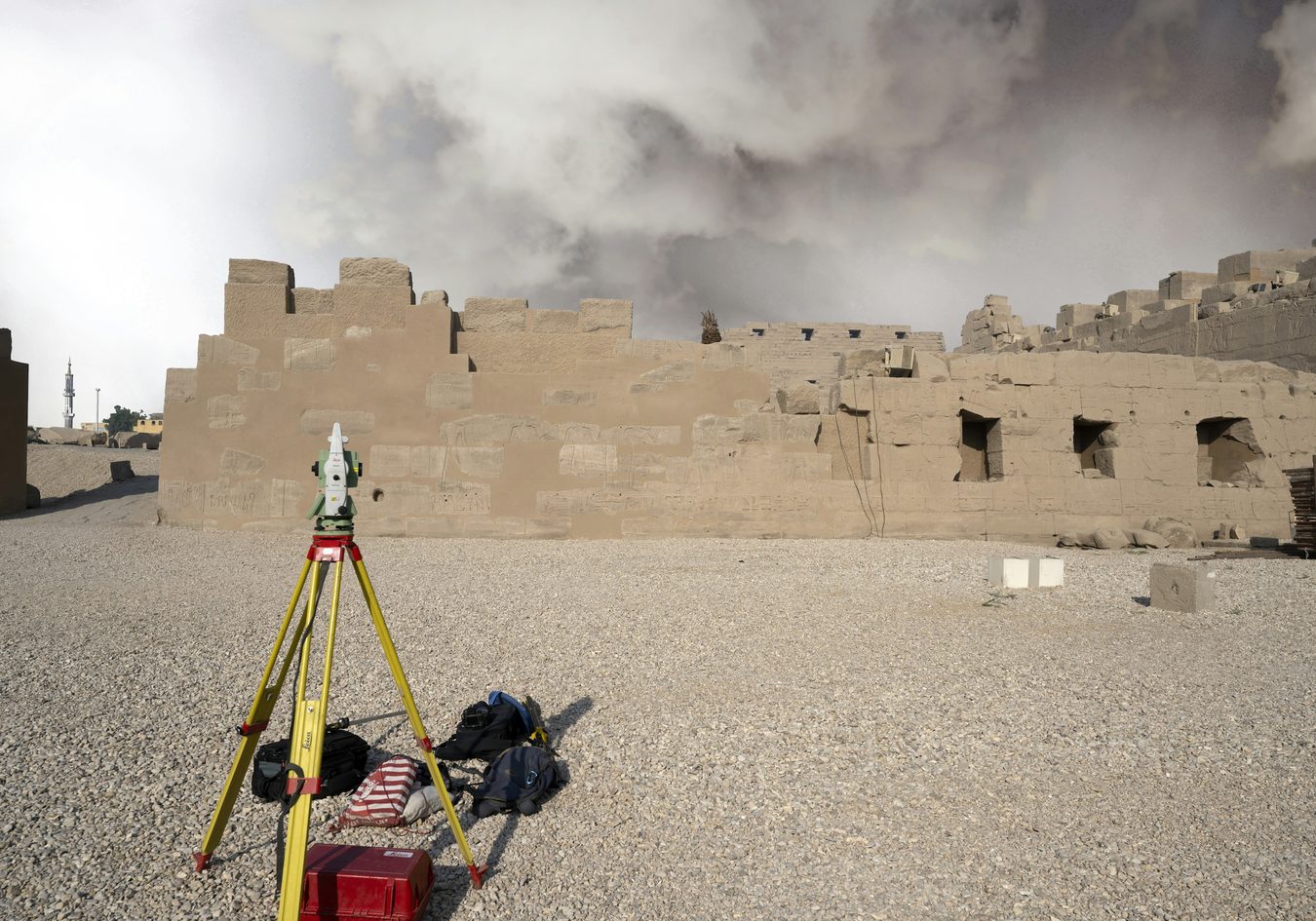 Surveying equipment set up on site Surveying equipment set up on site