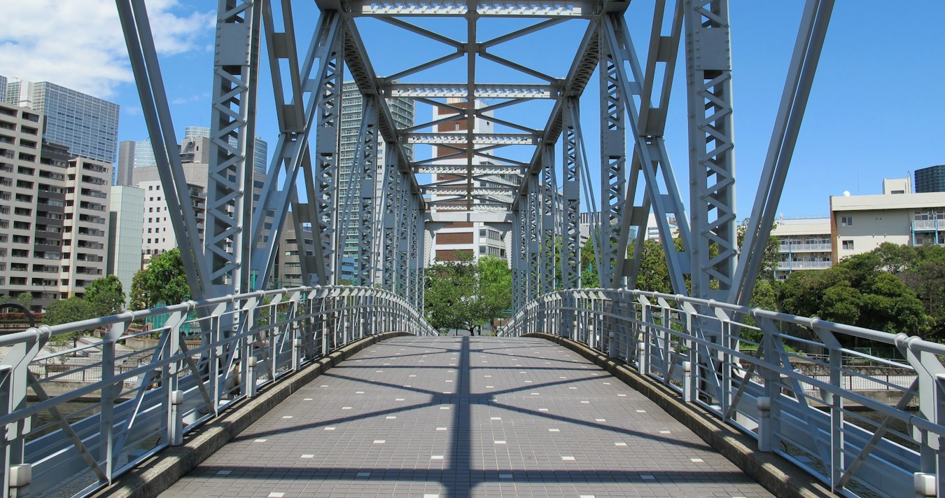 Steel truss footbridge
